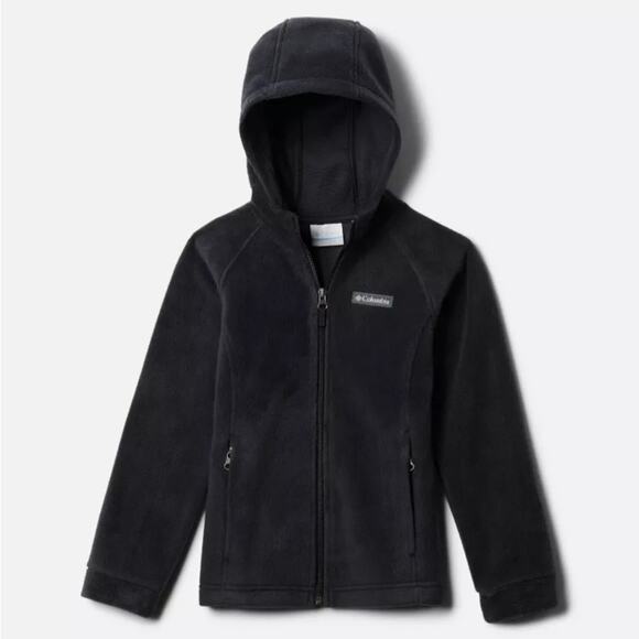 Columbia Girls Benton Springs II Hooded Fleece Jacket black full zip 1568041 - Picture 1 of 8